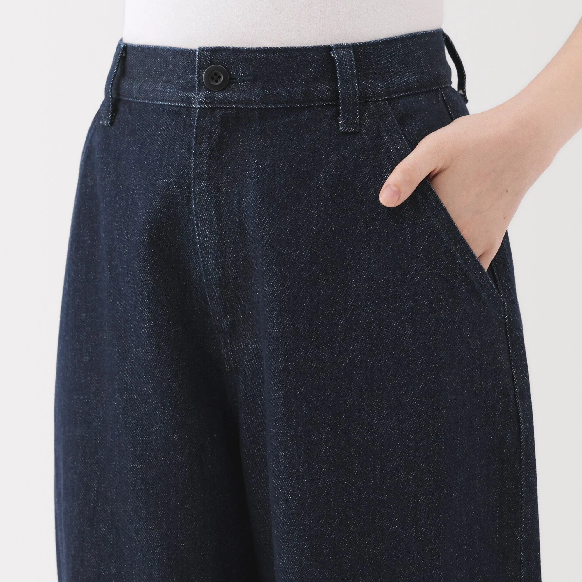 Women's Kapok Blend Denim Wide Tapered Pants - Image 7