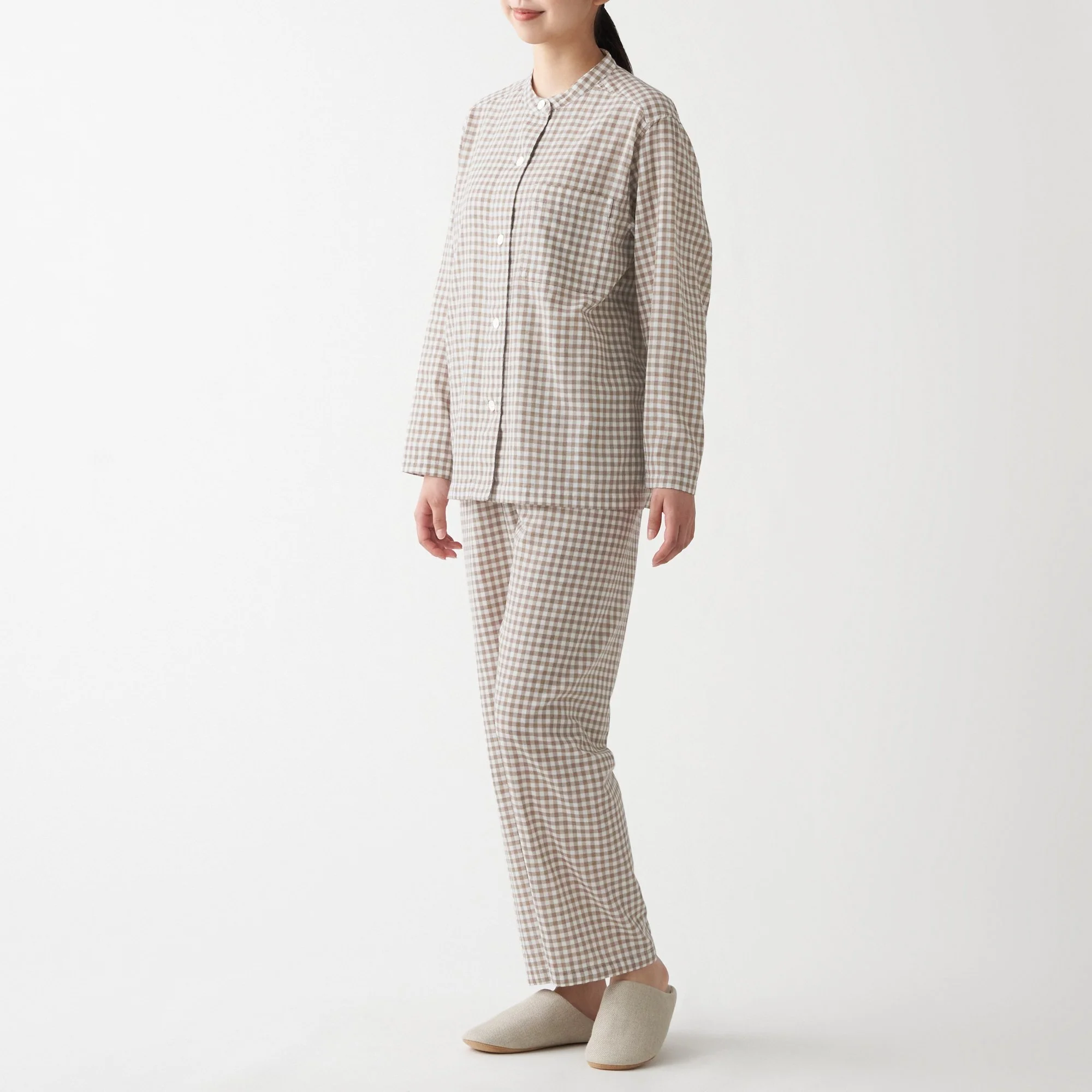 Women's Organic Cotton Side Seamless Stand Collar Pajamas