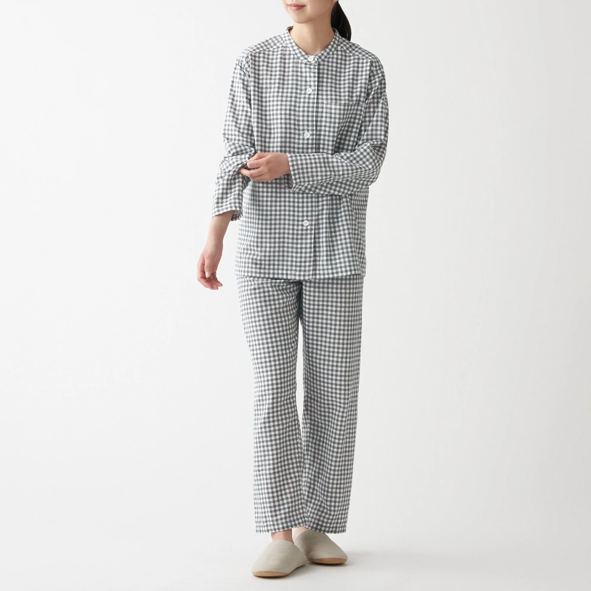 Women's Organic Cotton Side Seamless Stand Collar Pajamas - Image 23