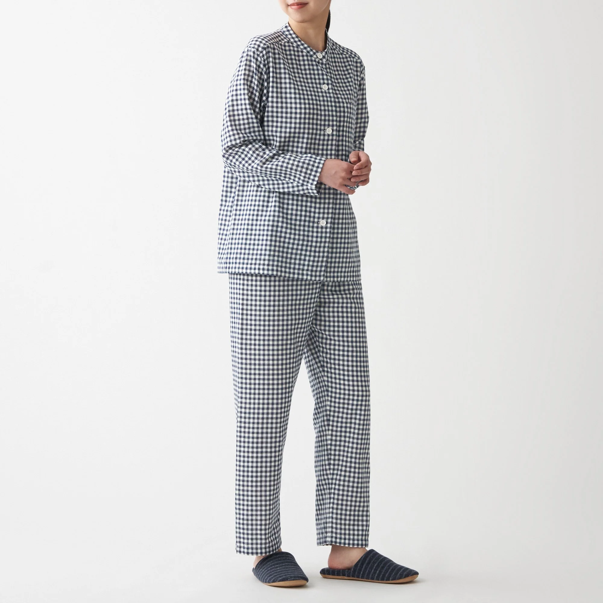 Women's Organic Cotton Side Seamless Stand Collar Pajamas - Image 34