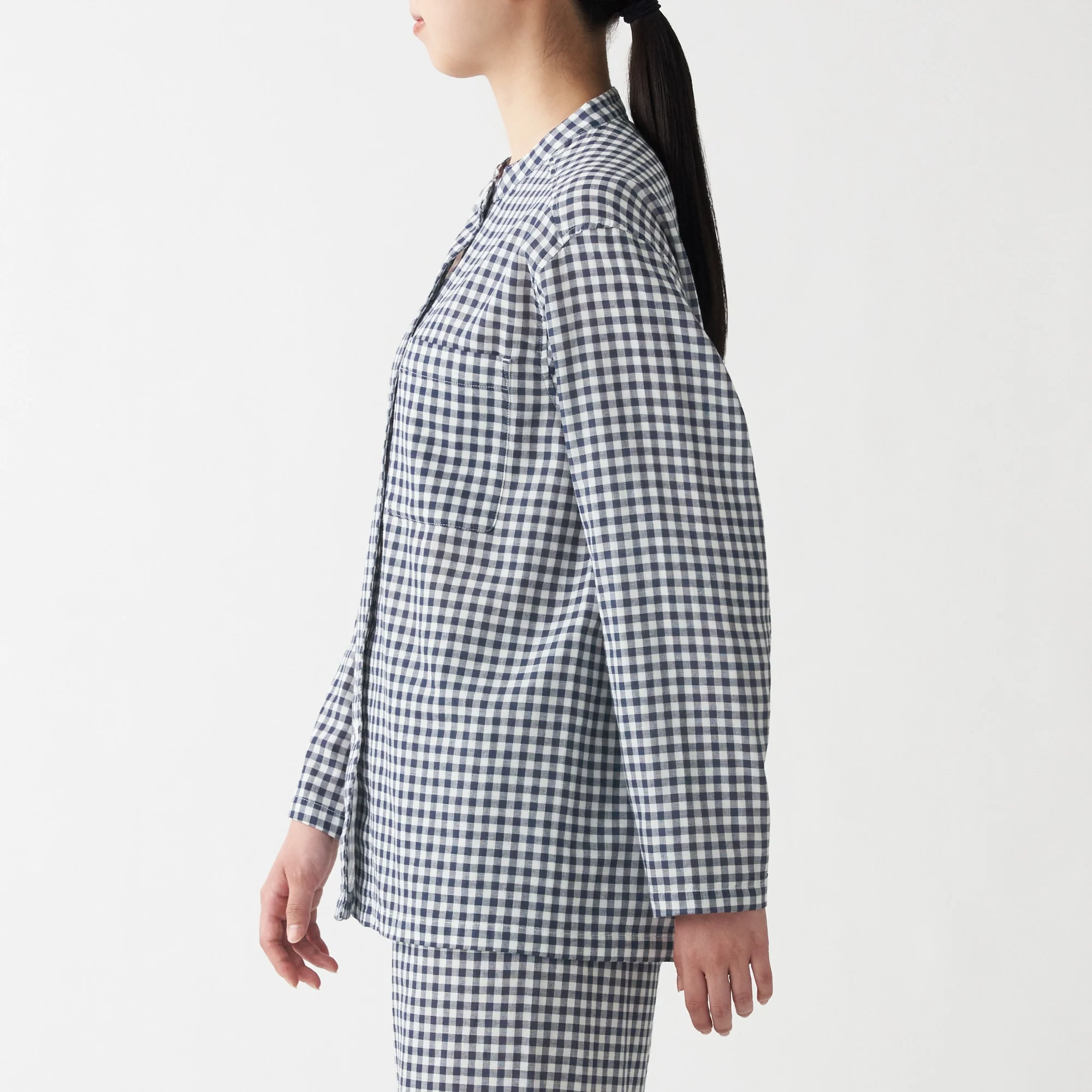 Women's Organic Cotton Side Seamless Stand Collar Pajamas - Image 39
